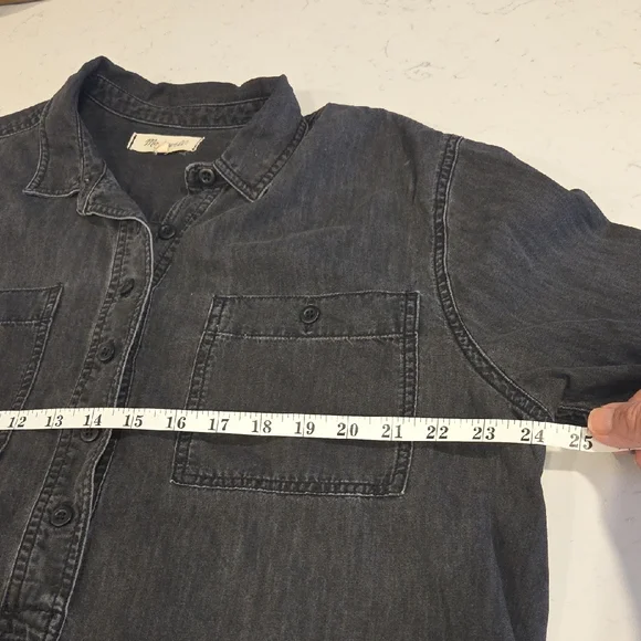 Madewell Charcoal Popover Button-Up Shirt - Picture 8 of 9